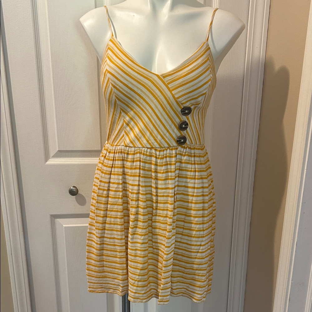 Altar'd State Yellow and White Striped Mini Dress, Size M